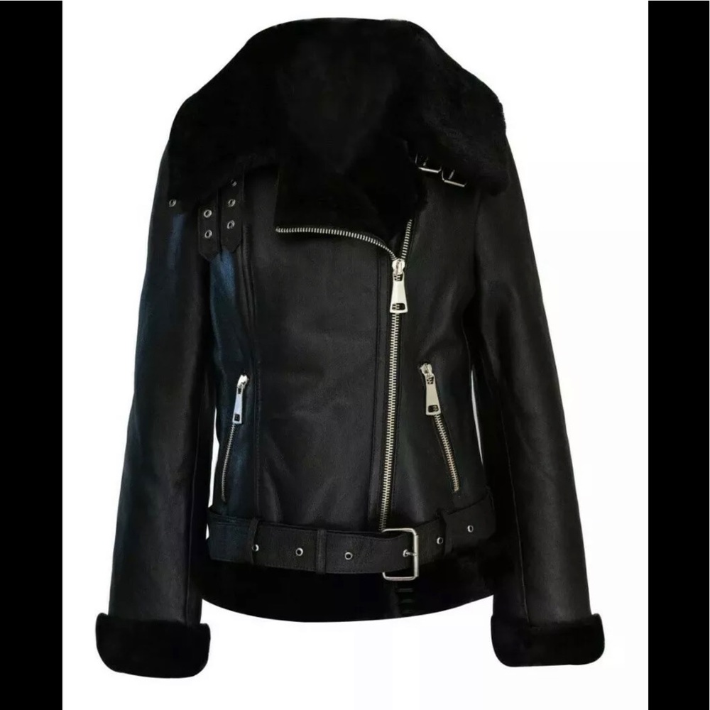Sheepskin Shearling leather B3 bomber women jacket